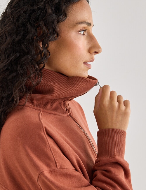 Zest Lounge Brushed 1/4 Zip Sweatshirt, Henna product photo