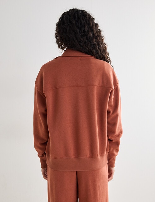 Zest Lounge Brushed 1/4 Zip Sweatshirt, Henna product photo View 02 L