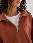 Zest Lounge Brushed 1/4 Zip Sweatshirt, Henna product photo View 05 S