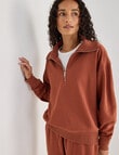 Zest Lounge Brushed 1/4 Zip Sweatshirt, Henna product photo View 06 S