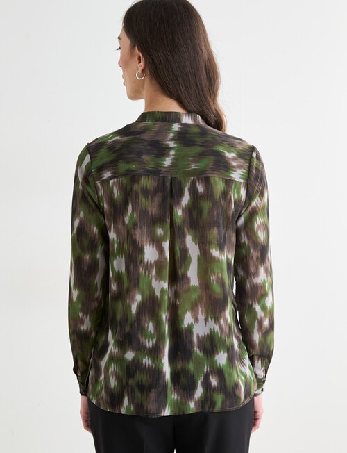 Oliver Black Paint Print Pleat Shirt, Conifer product photo View 02 L