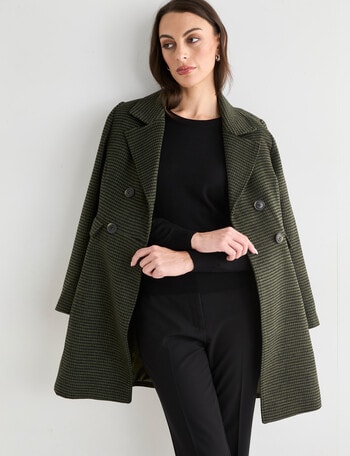 Oliver Black Houndstooth Double Breasted Coat, Khaki product photo