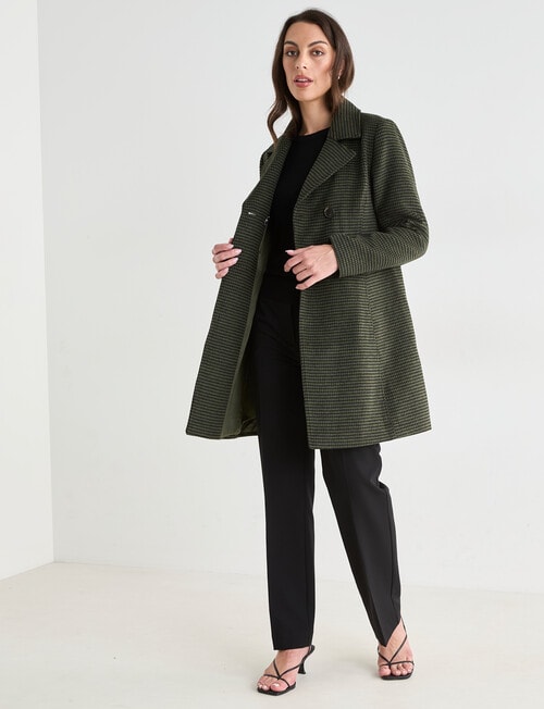 Oliver Black Houndstooth Double Breasted Coat, Khaki product photo View 03 L