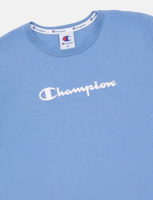 Champion Script Puff Short Sleeve Tee, Blue product photo View 03 L