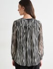 Oliver Black Stripe V-Neck Blouse, Black & Ivory product photo View 02 S