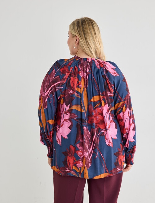 Studio Curve Floral Print Tie Neck Blouse, Pink product photo View 02 L