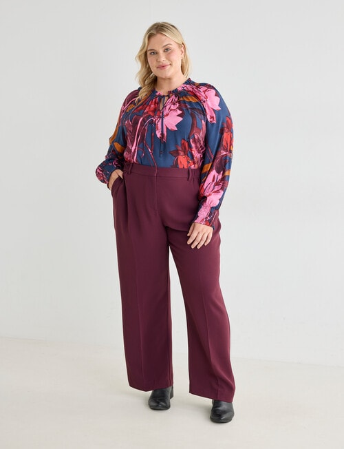 Studio Curve Floral Print Tie Neck Blouse, Pink product photo View 03 L