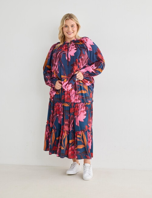 Studio Curve Floral Print Tie Neck Blouse, Pink product photo View 06 L