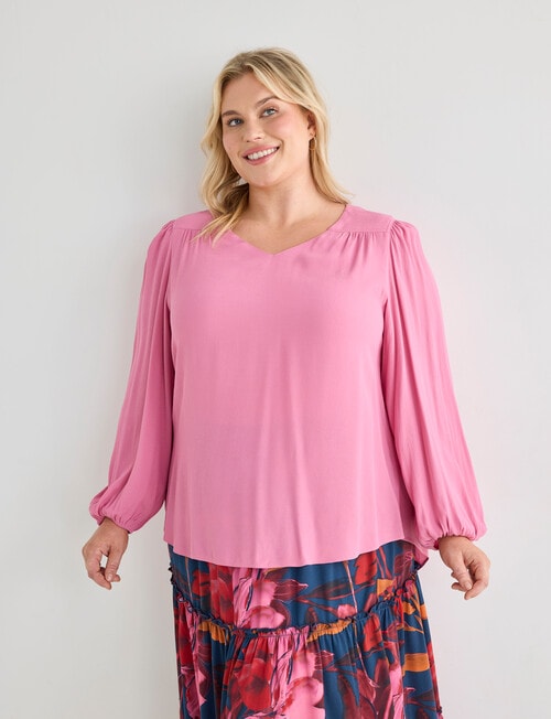 Studio Curve V-Neck Blouse, Pink product photo