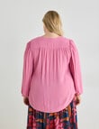 Studio Curve V-Neck Blouse, Pink product photo View 02 S