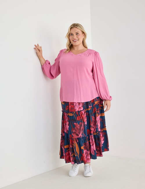 Studio Curve V-Neck Blouse, Pink product photo View 03 L