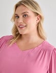 Studio Curve V-Neck Blouse, Pink product photo View 04 S