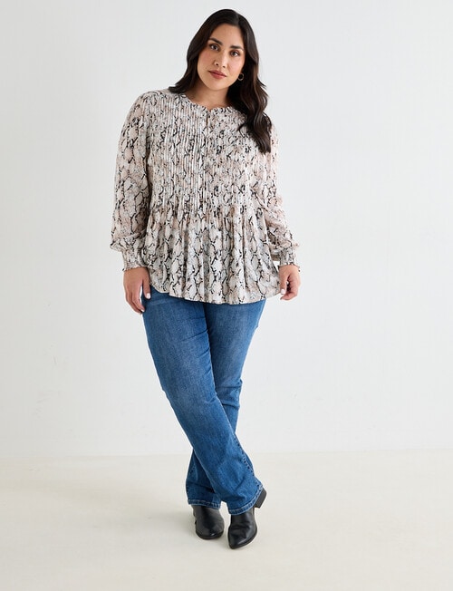 Studio Curve Print Pintuck Blouse, Snake product photo View 03 L