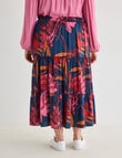 Studio Curve Floral Print Tiered Skirt, Pink product photo View 02 S