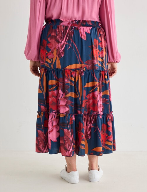 Studio Curve Floral Print Tiered Skirt, Pink product photo View 02 L