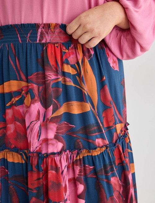 Studio Curve Floral Print Tiered Skirt, Pink product photo View 04 L