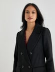 Whistle Double Breasted Long Coat, Black product photo View 05 S