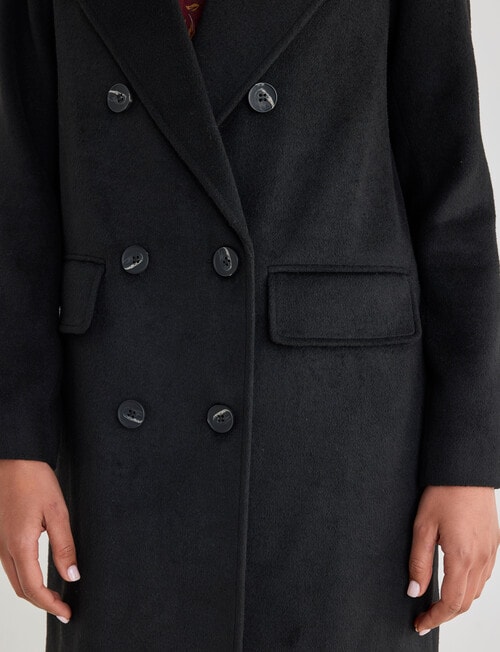 Whistle Double Breasted Long Coat, Black product photo View 06 L