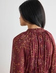Whistle Floral Shirred Waist Midi Dress, Deep Plum product photo View 06 S
