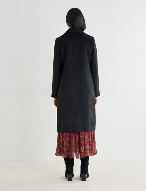Whistle Double Breasted Long Coat, Black product photo View 02 L