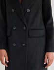 Whistle Double Breasted Long Coat, Black product photo View 06 S