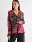 Whistle Tie Front Shirt, Stripe Cacao product photo