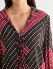 Whistle Tie Front Shirt, Stripe Cacao product photo View 04 S