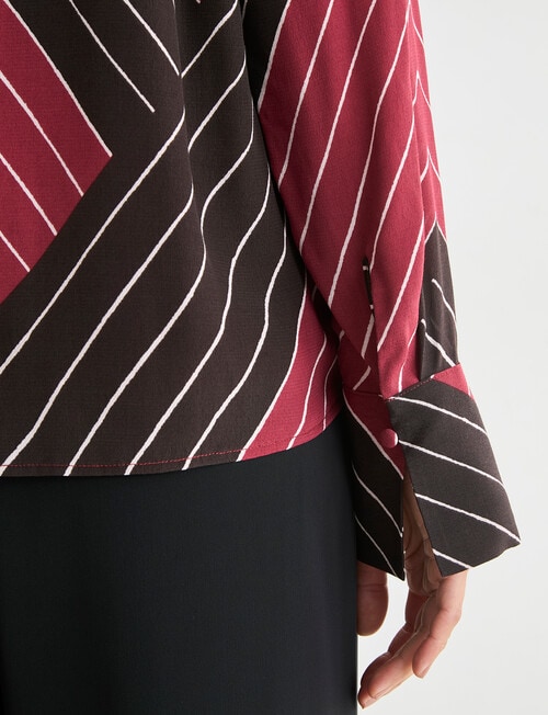 Whistle Tie Front Shirt, Stripe Cacao product photo View 06 L