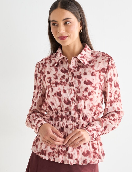 Whistle Shirred Waist Shirt, Animal Sangria product photo