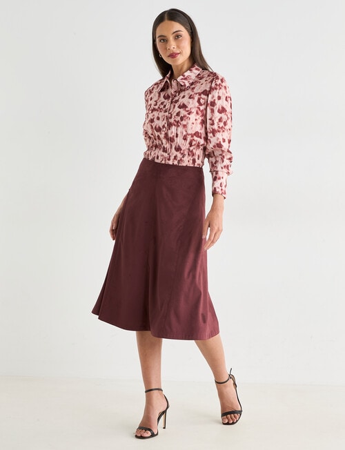 Whistle Shirred Waist Shirt, Animal Sangria product photo View 03 L