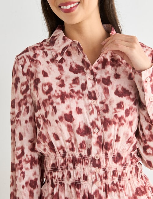 Whistle Shirred Waist Shirt, Animal Sangria product photo View 04 L