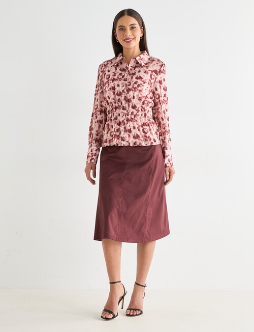 Whistle Shirred Waist Shirt, Animal Sangria product photo View 05 L