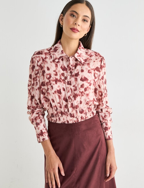 Whistle Shirred Waist Shirt, Animal Sangria product photo View 06 L