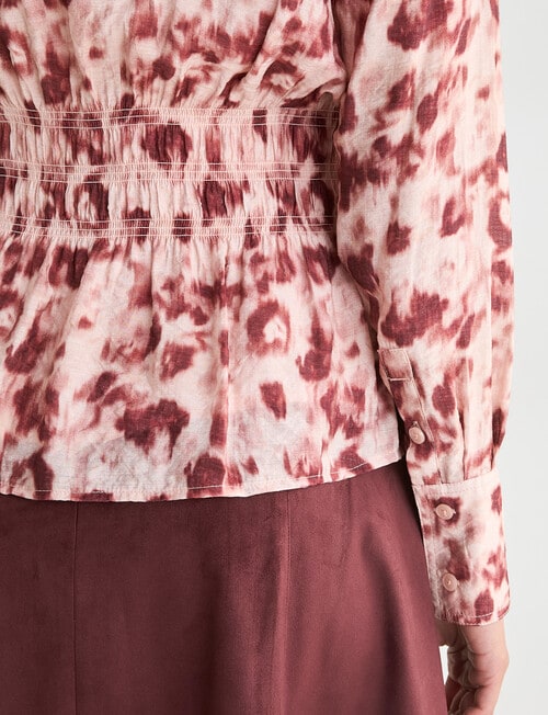 Whistle Shirred Waist Shirt, Animal Sangria product photo View 07 L