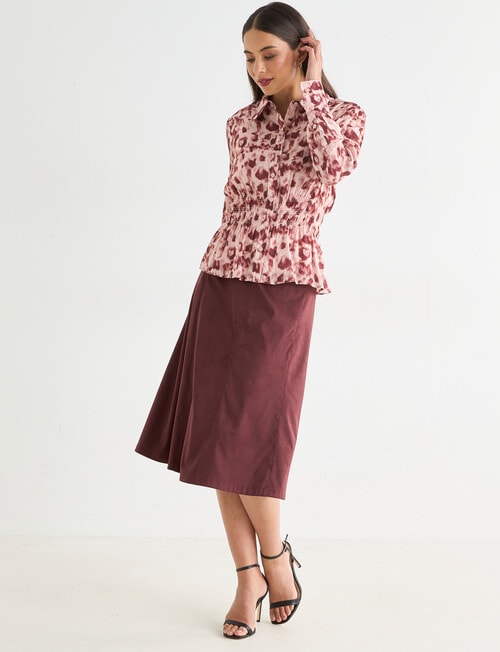 Whistle Shirred Waist Shirt, Animal Sangria product photo View 08 L