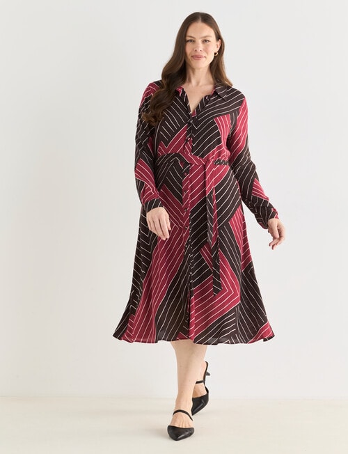 Whistle Stripe Shirt Dress, Cacao Stripe product photo View 13 L