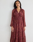 Whistle Floral Shirred Waist Midi Dress, Deep Plum product photo View 04 S