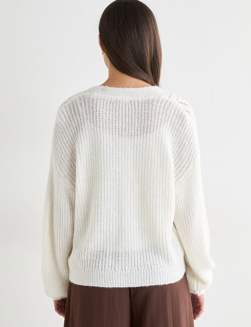 Whistle Pointelle Knit Cardigan, Winter White product photo View 02 L