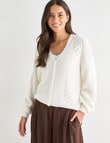 Whistle Pointelle Knit Cardigan, Winter White product photo View 05 S