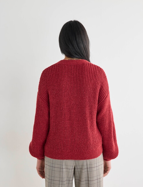 Whistle Pointelle Knit Cardigan, Garnet product photo View 02 L
