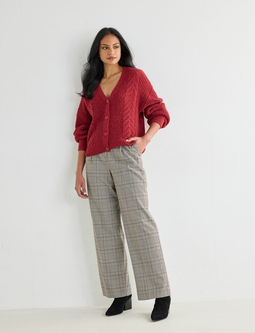 Whistle Pointelle Knit Cardigan, Garnet product photo View 03 L