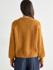 Whistle Cable Knit Rib Jumper, Golden Ochre product photo View 02 S
