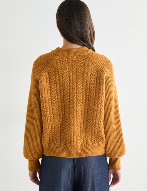 Whistle Cable Knit Rib Jumper, Golden Ochre product photo View 02 L