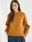 Whistle Cable Knit Rib Jumper, Golden Ochre product photo View 05 S