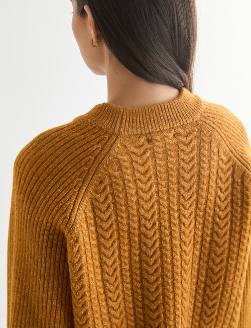 Whistle Cable Knit Rib Jumper, Golden Ochre product photo View 06 L