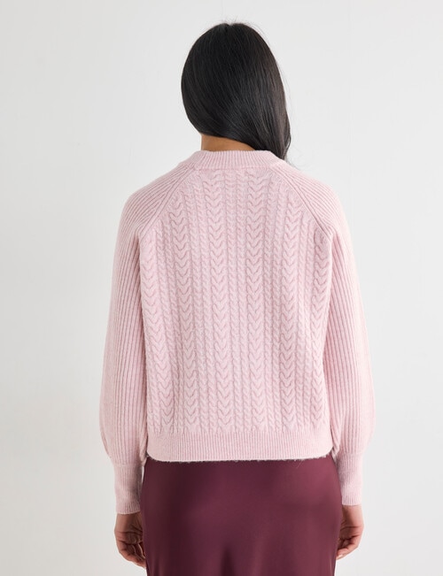 Whistle Cable Knit Rib Jumper, Pink Quartz product photo View 02 L