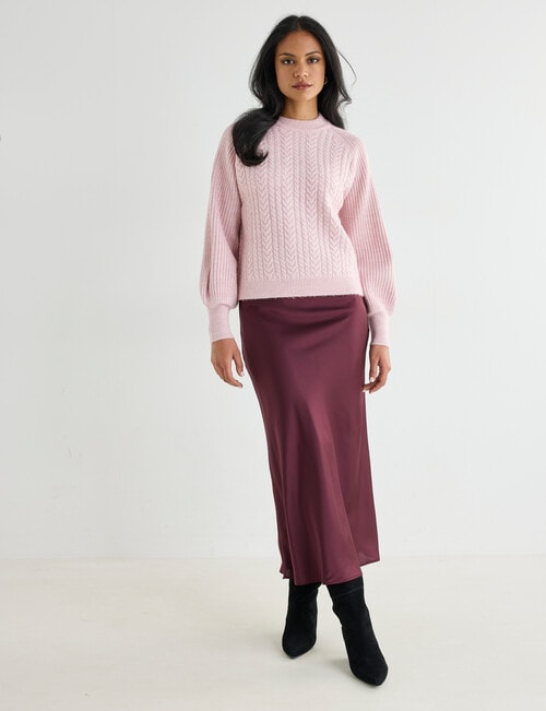 Whistle Cable Knit Rib Jumper, Pink Quartz product photo View 03 L
