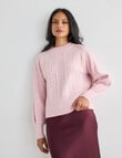 Whistle Cable Knit Rib Jumper, Pink Quartz product photo View 04 S