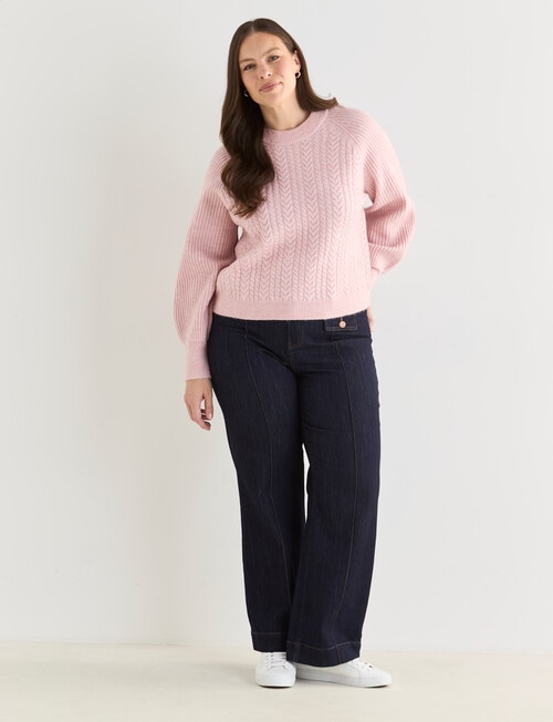 Whistle Cable Knit Rib Jumper, Pink Quartz product photo View 13 L