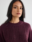 Whistle Cable Knit Rib Jumper, Black Cherry product photo View 04 S